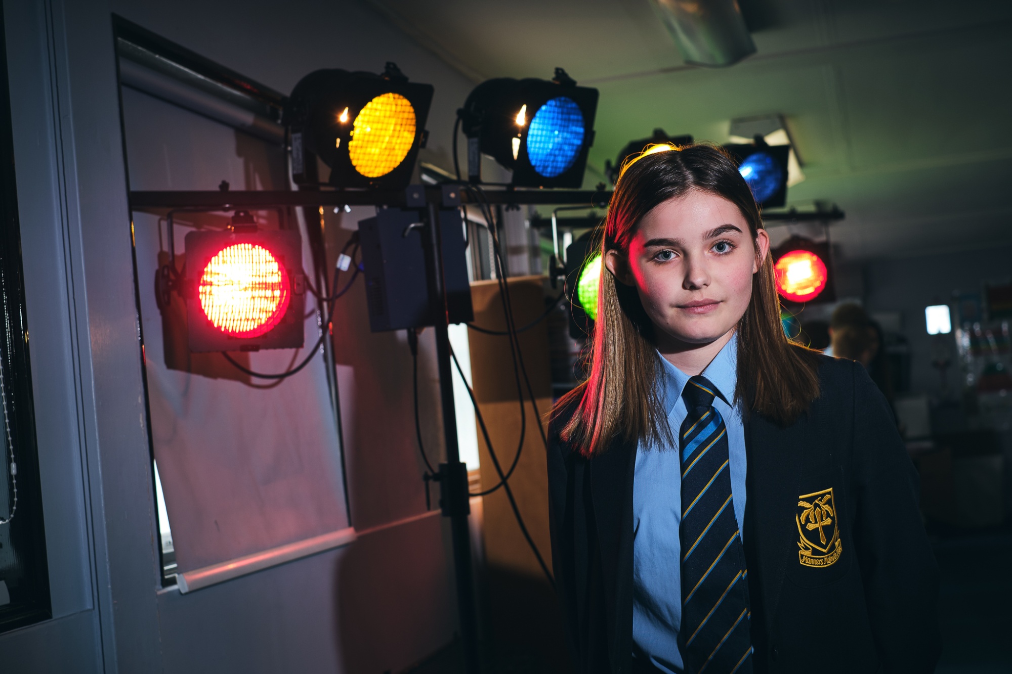 student in drama classroom