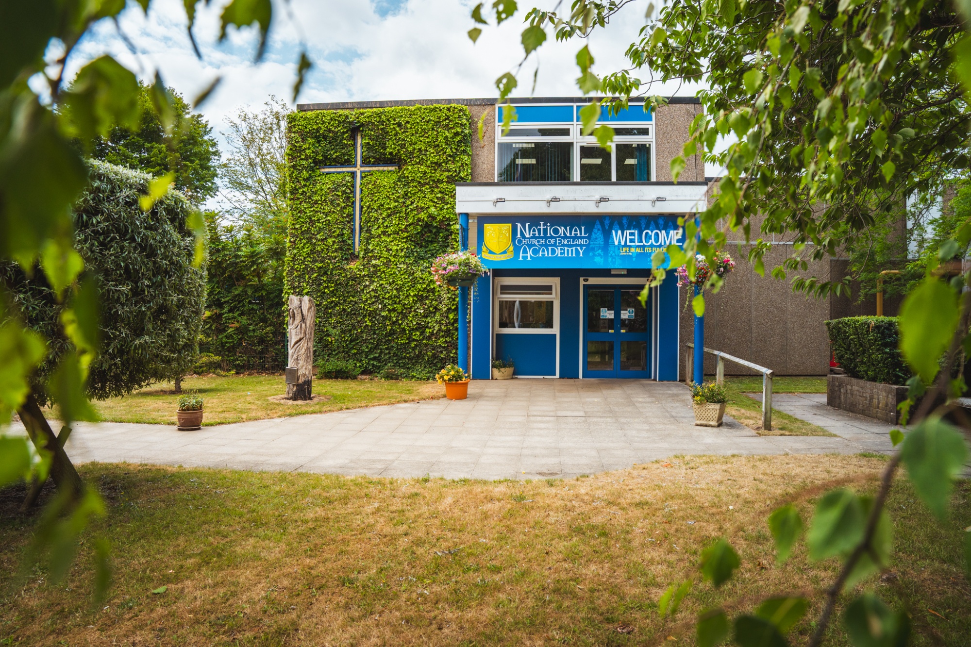 front of school building